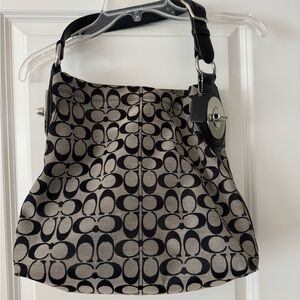 Coach Black and Grey Patterned Shoulder Bag